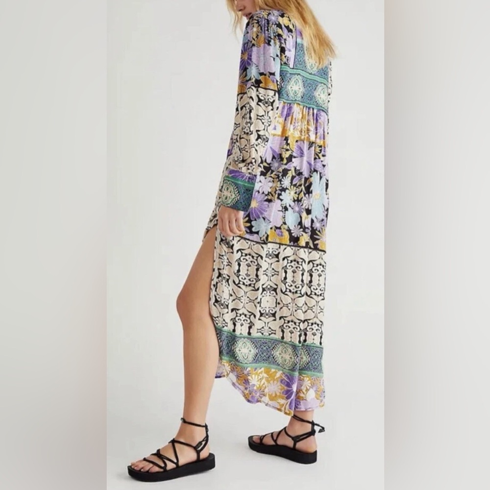 Free People Jackie  Boho Maxi Shirt Dress Size Medium - Picture 7 of 15